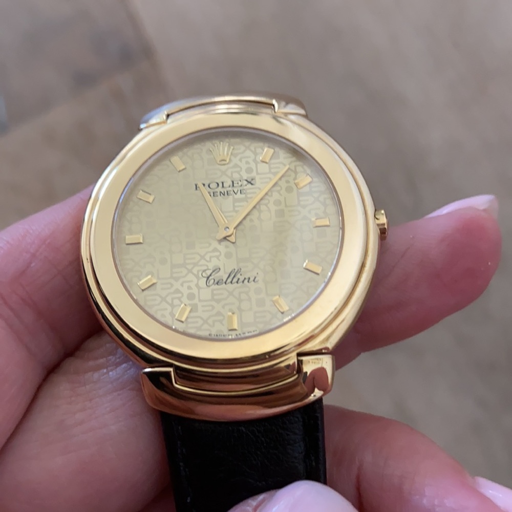 18k Gold Rolex Cellini Limited Edition with Brown Ostrich Rolex Band, 39 mm